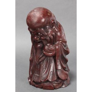 Chinese carved bamboo Shou Lao, depicted with staff and&hellip;