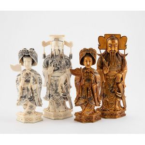 Large carved and stained ivory chess set, Emperor (18 cm…
