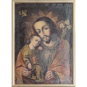 17/18th century Spanish school, 'St Joseph', oil on canvas, 59…