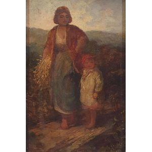 Paul Falconer Poole (British 1810-79), 'The Gleaner', oil on…