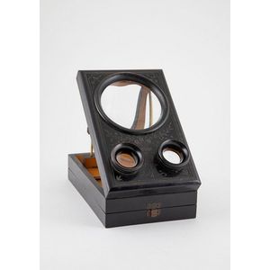 Victorian ebonised Stereoscopic viewer, with engraved vase of…