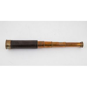Brass 4 draw telescope by P Gargovy? Birmingham, with leather…