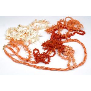 Ten coral beaded necklaces includes, angel skin, red, salmon…