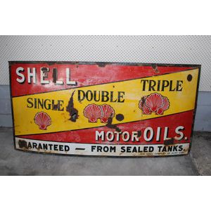 Shell single double triple motor oils enamel sign, Guaranteed,…