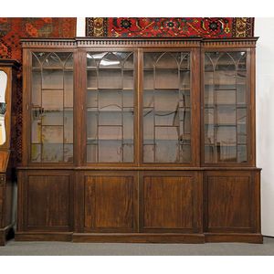 19th century mahogany breakfront library bookcase with moulded&hellip;