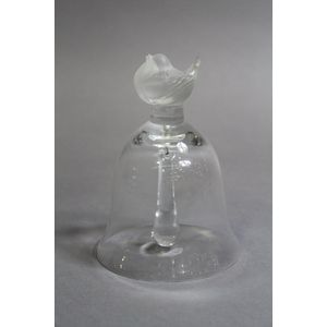 Flower bouquet handle Lalique style. Table bell with frosted crystal handle French vintage crystal bell
