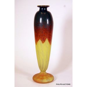A Le verre Francais cased glass 'Sorrel leaves' pedestal vase,&hellip;