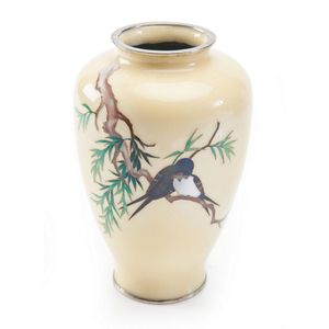 A Japanese cloisonne vase, 20th century, with a design of birds…