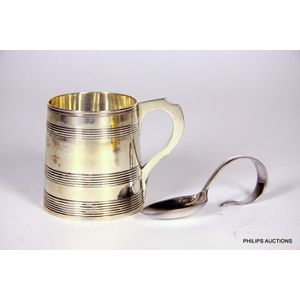 A Georgian sterling silver Christening tankard & baby spoon,…