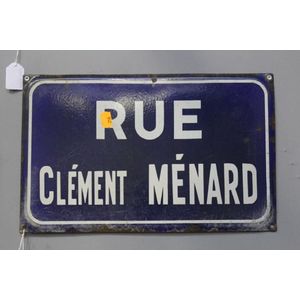 French 'Rue Clement Menard' enamel street sign, 25 cm x 40 cm