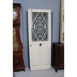French Art Deco metal grill entrance door, 49 cm high, 78 cm…