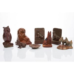 Collection of salt glaze animal pottery, comprising a pair of…