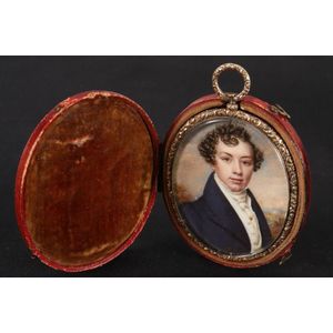Mid 19th century portrait miniature, portrait of a young…