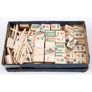 Roseberys London  A Chinese boxed bamboo backed and ivory Mahjong set