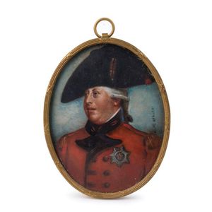 King George III hand-painted miniature portrait signed lower…