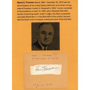 AUTOGRAPHS, noted Harry S.Truman (33rd US President), Gracie…