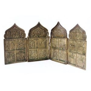 Continental four panel icon, of ogee form, the four panels each…