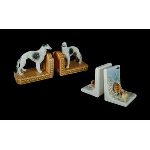 Two Prs mid 20th century porcelain bookends. Japanese bookends…