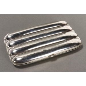 George V sterling silver cigar case, hallmarked, Birmingham,…