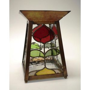 Antique Australian Arts & Crafts lamp shade copper & leadlight,…