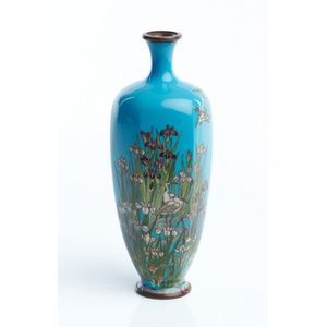 A Japanese cloisonne vase Meiji period of faceted hexagonal…