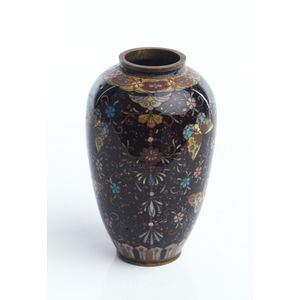 A Japanese cloisonne vase Meiji period the ovoid vase deocrated…