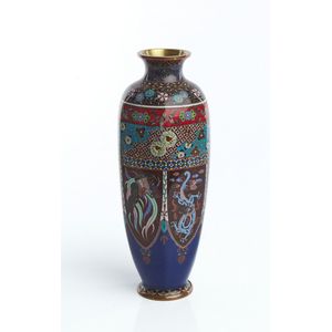A large Japanese cloisonne vase Meiji period of faceted…