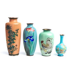 Four Japanese cloisonne vases, Meiji period (1868-1912), three…