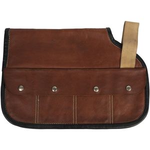 Vintage jockey's brown leather weights saddlepad, 8 pockets…