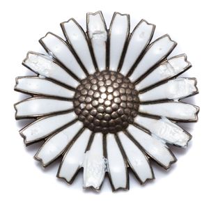 Pin Daisy Flower Floral Brooch Late Victorian Continental Silver Filligree Daisy Flower Brooch