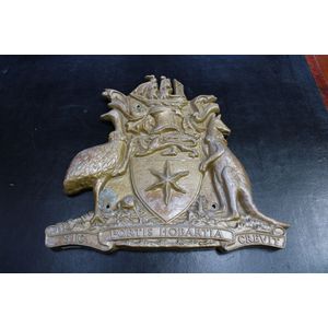 Early cast Hobart Town plaque with whaleboat flying childers to…