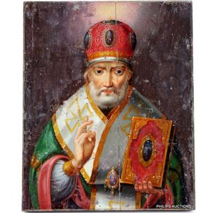 An Orthodox panel of St Nicholas the Wonderworker, 18th to 19th…