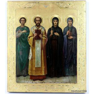 A Russian Orthodox icon of four 'Chosen Saints Martyr Herman,…