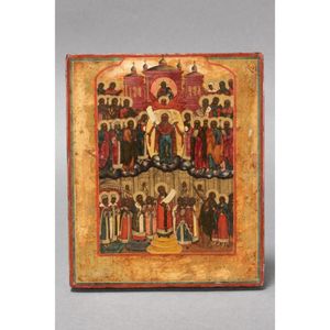 19th century Russian icon, of rectangular form, painted with…
