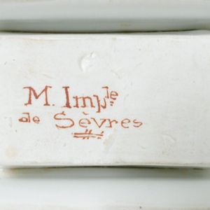 A 19th century French Sevres ink stand, two ink pots and a…