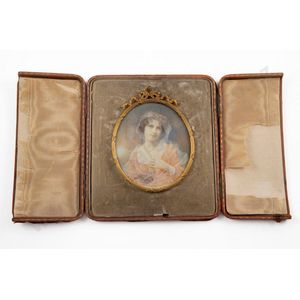 Late Victorian miniature oval portrait of a lady half length…