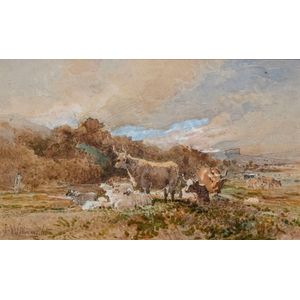 J. Williams - farmer and Livestock, watercolour, signed and…