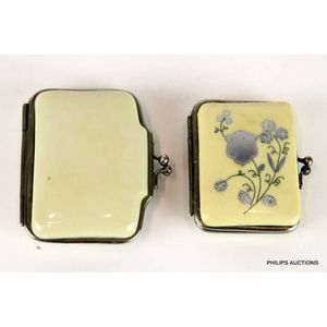 Two Victorian celluloid communion purses. French, late 19th…
