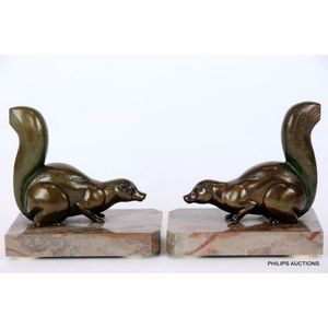 A pair of Art Deco spelter bookends, circa 1930 the pair of…