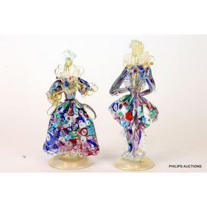 A pair of Murano Art Glass millefiori figures, circa mid 20th…