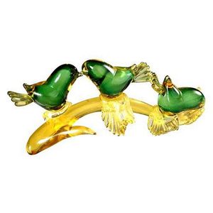 Murano glass sculpture of three birds on a branch with…