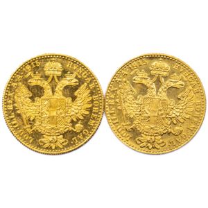Austrian 1915 one Ducat gold coins 2 combined weight 7grams