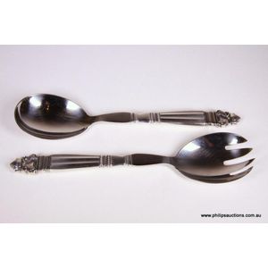 A pair of sterling silver and stainless steel Georg Jensen…