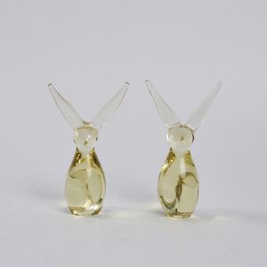 Lemon Yellow Murano Glass Rabbit Pair - Venetian / Murano - Glass