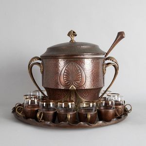 Vintage Set of Three Copper Mixing Bowls With Brass Loop 