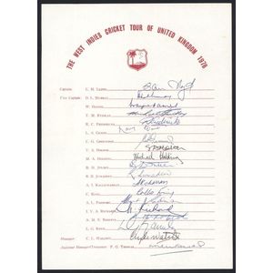 West Indies team sheets: 1974 (unofficial) with Kanhai, Gibbs,&hellip;