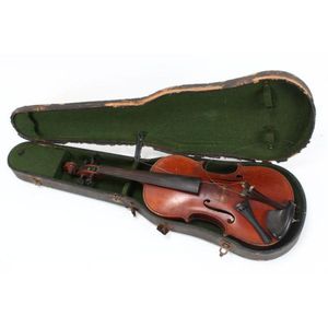 Australian violin, by Mamby, set within a green velvet case