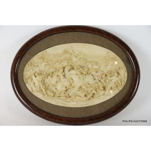 A plaster of Paris moulded Battle scene plaque, later 19th…