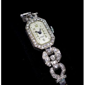 art deco platinum diamond watch