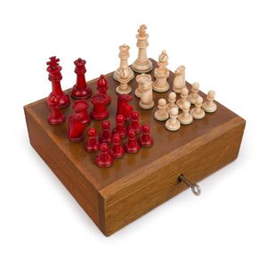 Staunton antique ivory chess set, 3 inch pattern, 19th century,…